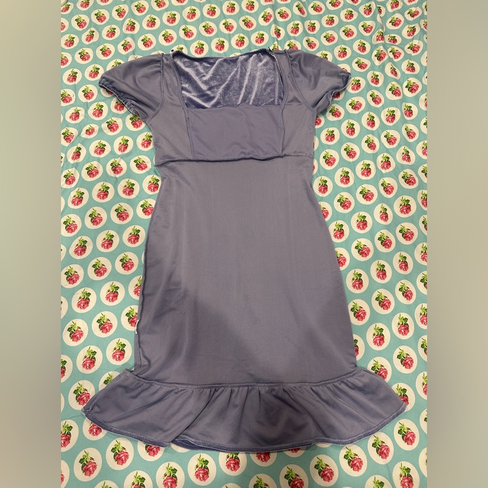 Vintage forever 21 stretchy lavender bodycon babydoll velvet dress. - Picture 7 of 14